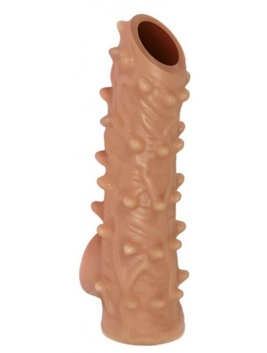 Телесная насадка с шипами и открытой головкой Nude Sleeve L - 14 см. - KOKOS - в Бердске купить с доставкой
