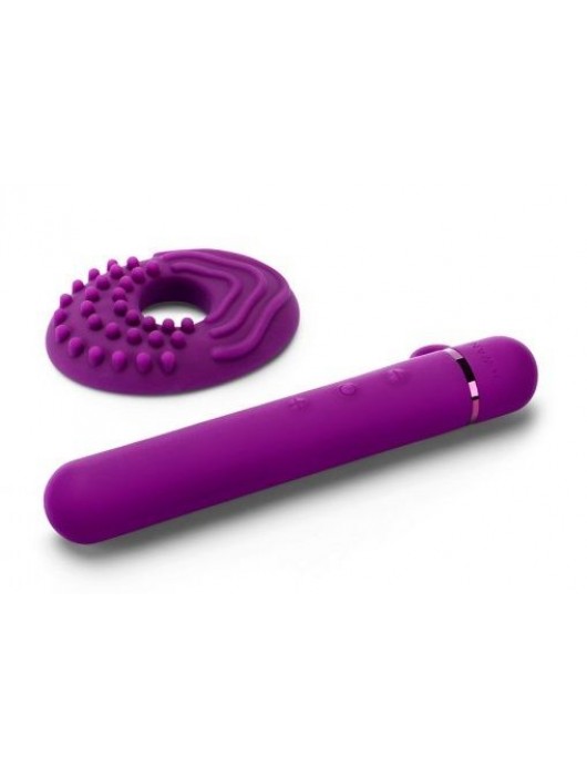 Фиолетовый мини-вибратор Le Wand Baton с текстурированной насадкой - 11,9 см. - Le Wand