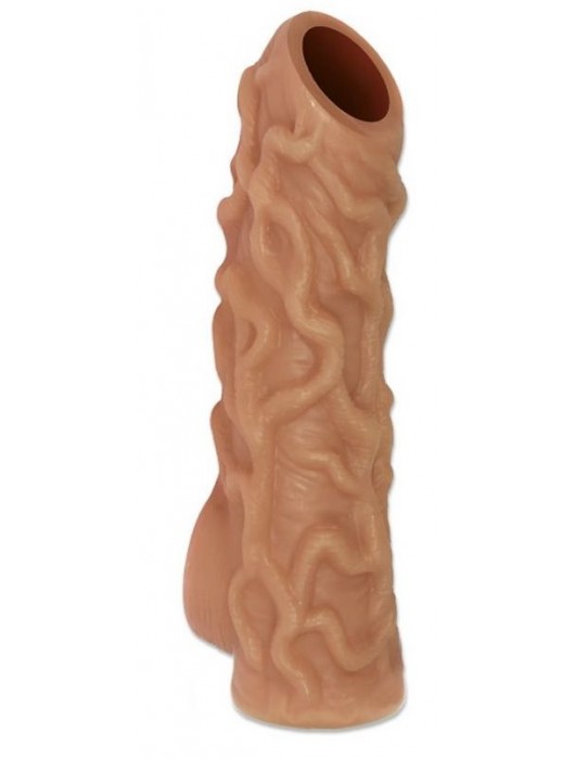 Телесная насадка с венками и открытой головкой Nude Sleeve S - 10 см. - KOKOS - в Бердске купить с доставкой