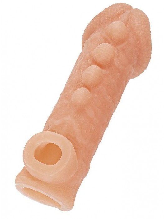 Телесная закрытая насадка с шишечками Cock Sleeve Size S - 13,8 см. - KOKOS - в Бердске купить с доставкой