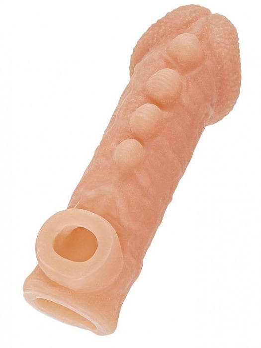 Телесная закрытая насадка с шишечками Cock Sleeve Size L - 17,6 см. - KOKOS - в Бердске купить с доставкой