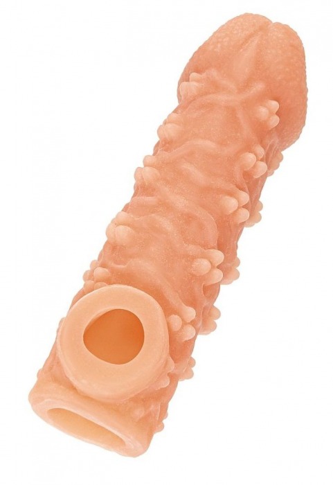 Телесная закрытая насадка с пучками шишечек Cock Sleeve Size M - 15,6 см. - KOKOS - в Бердске купить с доставкой