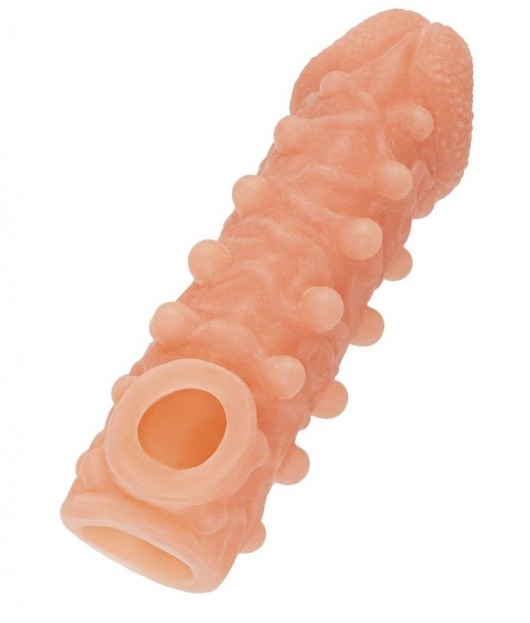 Телесная закрытая насадка с шариками Cock Sleeve Size S - 13,8 см. - KOKOS - в Бердске купить с доставкой