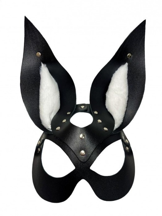 Черная маска зайки с белым мехом на ушках Miss Bunny - БДСМ Арсенал - купить с доставкой в Бердске