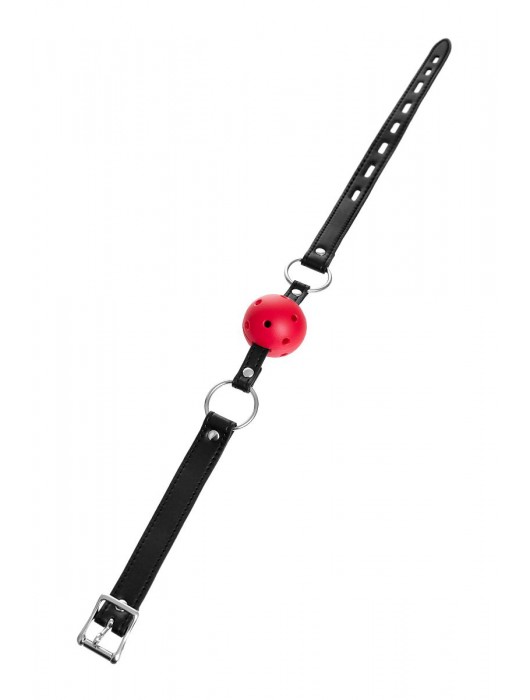Красный кляп-шар на черных ремешках - ToyFa - купить с доставкой в Бердске