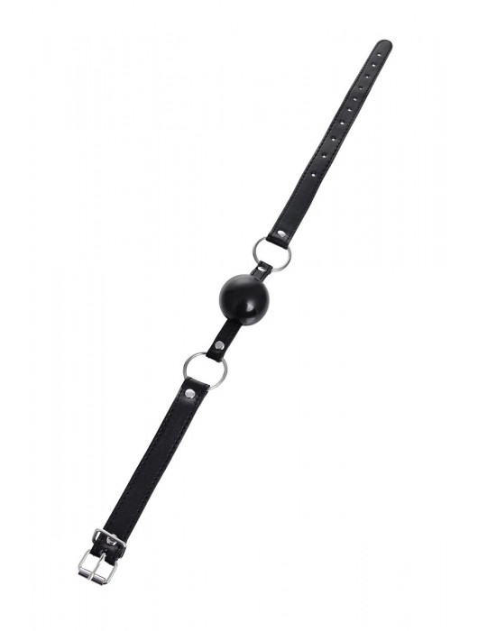 Черный кляп-шар на кожаных ремешках Anonymo - ToyFa - купить с доставкой в Бердске