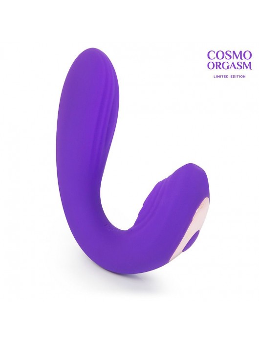 Фиолетовый изогнутый вибромассажер двойного действия - 18 см. - Cosmo