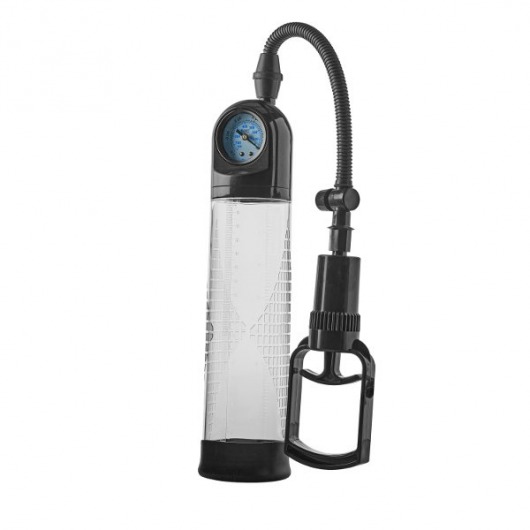 Прозрачная вакуумная помпа с манометром Deluxe Penis Pump - Dream Toys - в Бердске купить с доставкой