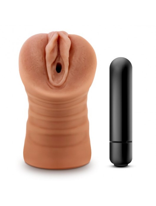 Мастурбатор-вагина цвета карамели Julieta с вибрацией - Blush Novelties - в Бердске купить с доставкой