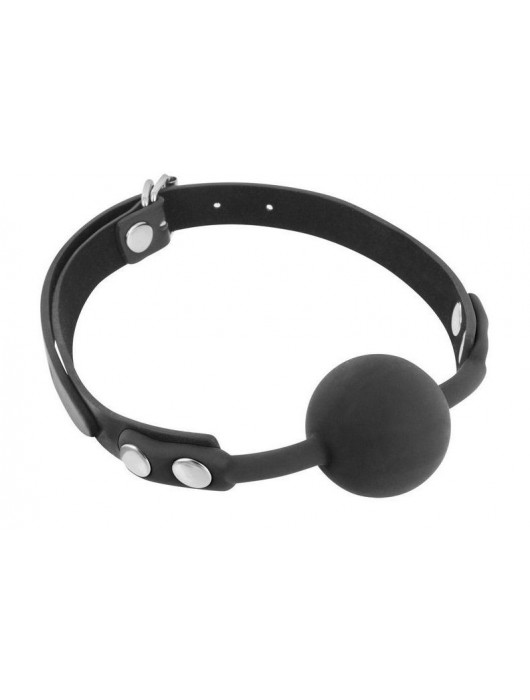 Черный силиконовый кляп-шарик на ремешках - Fetish Tentation - купить с доставкой в Бердске