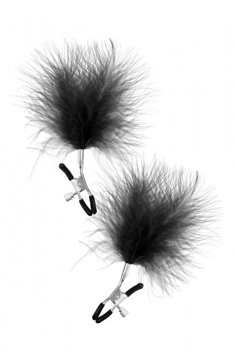 Зажимы на соски с черными пуховыми кисточками Sweet Caress Feather Nipple Clumps - Sweet Caress - купить с доставкой в Бердске