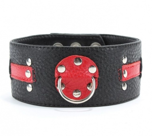 Чёрно-красный ошейник с клёпками - БДСМ Арсенал - купить с доставкой в Бердске