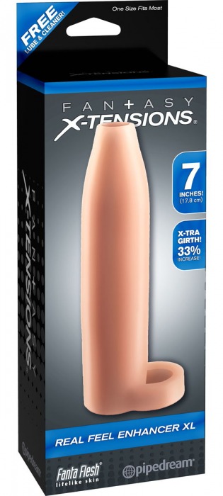 Телесная насадка Real Feel Enhancer XL - 17 см. - Pipedream - в Бердске купить с доставкой