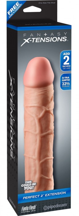 Телесная насадка Fantasy X-tensions Perfect 2  Extension - 20,3 см. - Pipedream - в Бердске купить с доставкой