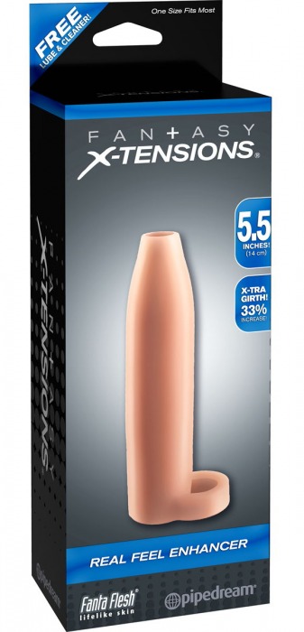 Насадка-расширитель с кольцом для подхвата мошонки Real Feel Enhancer - 14 см. - Pipedream - в Бердске купить с доставкой