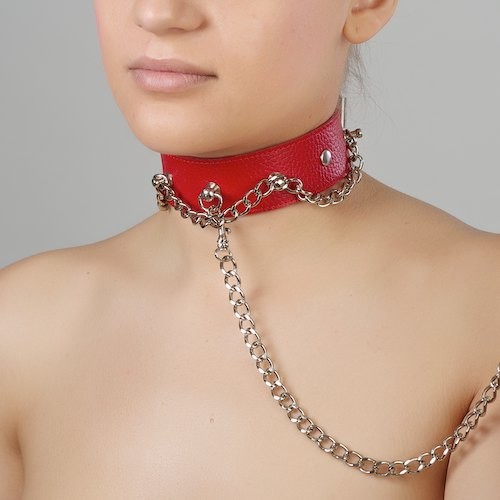 Красный ошейник из натуральной кожи - Sitabella - купить с доставкой в Бердске