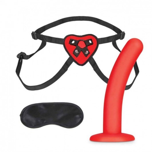 Красный поясной фаллоимитатор Red Heart Strap on Harness   5in Dildo Set - 12,25 см. - Lux Fetish - купить с доставкой в Бердске
