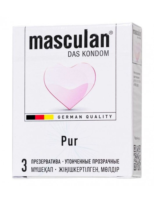 Супертонкие презервативы Masculan Pur - 3 шт. - Masculan - купить с доставкой в Бердске