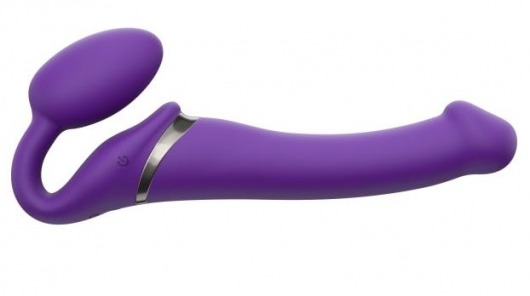 Фиолетовый безремневой вибрострапон Vibrating Bendable Strap-On - size L - Strap-on-me - купить с доставкой в Бердске