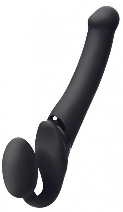 Черный безремневой вибрострапон Silicone Bendable Strap-On - size XL - Strap-on-me - купить с доставкой в Бердске