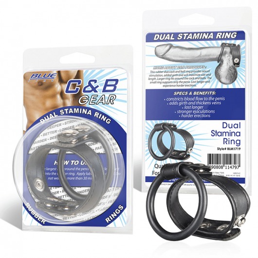 Двойное кольцо выносливости на пенис DUAL STAMINA RING - BlueLine - в Бердске купить с доставкой
