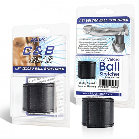 Хомут-утяжка для мошонки из искусственной кожи на липучке VELCRO BALL STRETCHER- 4 см. - BlueLine - в Бердске купить с доставкой