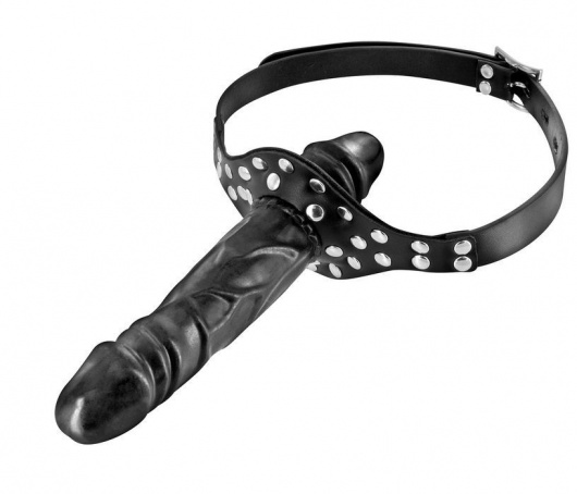 Черный кляп-фаллоимитатор Double Penis Gag - Fetish Tentation - купить с доставкой в Бердске