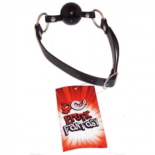 Силиконовый черный кляп-шарик на ремне Black Ballgag - Erotic Fantasy - купить с доставкой в Бердске