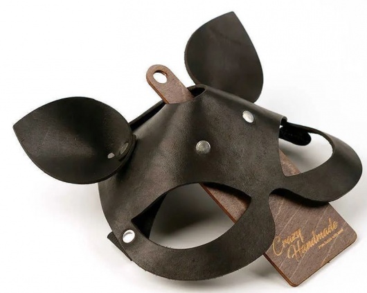 Черная кожаная маска  Кошка  с маленькими ушками - Crazy Handmade - купить с доставкой в Бердске