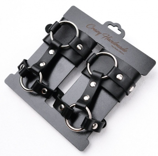 Черные наручники с креплением на кисть руки - Crazy Handmade - купить с доставкой в Бердске