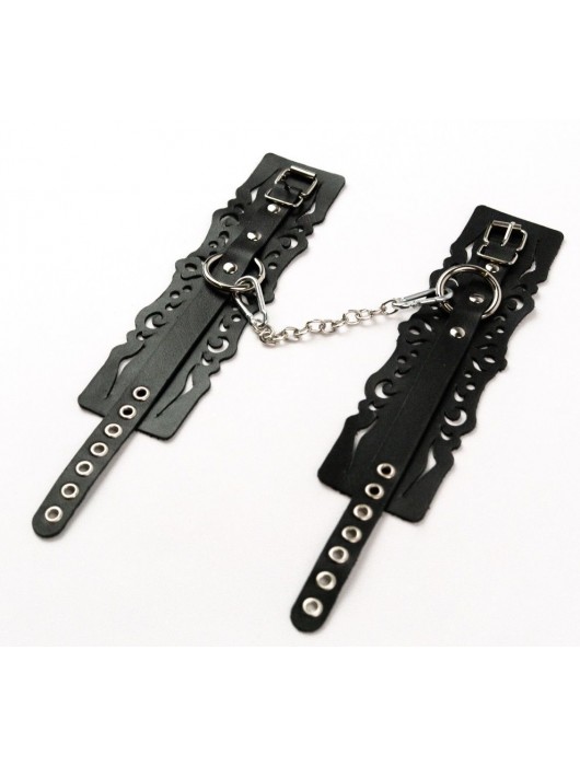 Узорчатые кожаные оковы с регулируемыми ремешками - Crazy Handmade - купить с доставкой в Бердске