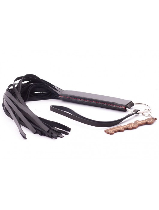 Черная кожаная плеть с удобной ручкой - 50 см. - Crazy Handmade - купить с доставкой в Бердске