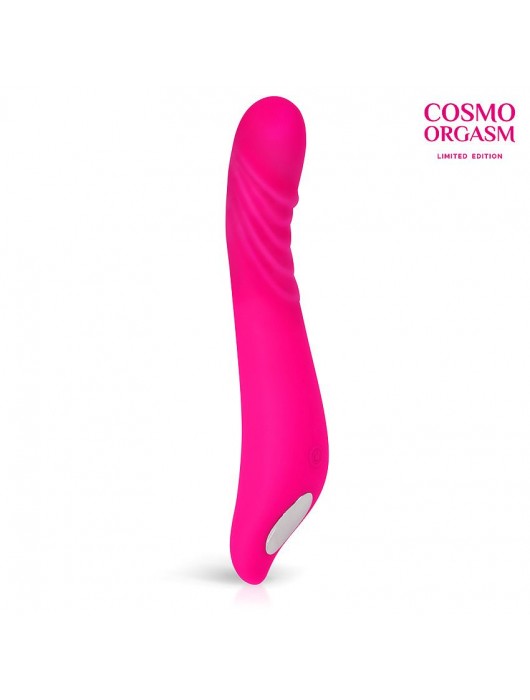 Розовый изогнутый вибромассажёр из силикона для G-стимуляции - 21,3 см. - Cosmo