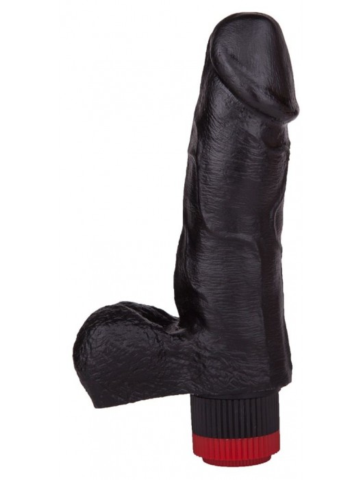 Чёрный виброфаллос с мошонкой - 15,5 см. - LOVETOY (А-Полимер)