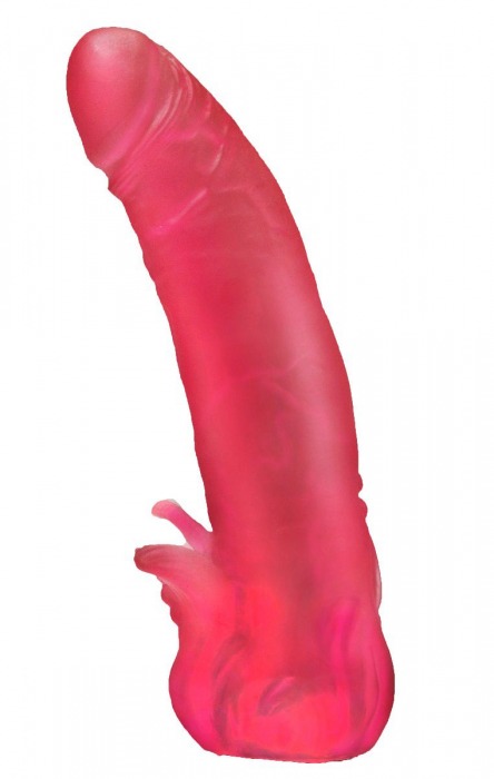 Розовая насадка для страпона с клиторальными лепестками - 18,5 см. - LOVETOY (А-Полимер) - купить с доставкой в Бердске