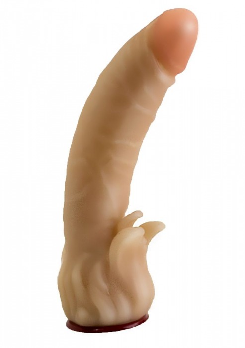 Телесная гелевая насадка-фаллос с клиторальными лепестками - 18,5 см. - LOVETOY (А-Полимер) - купить с доставкой в Бердске