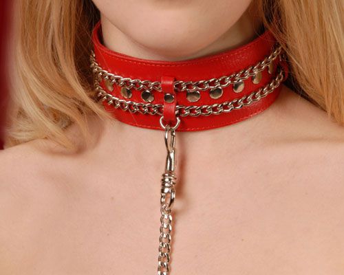 Красный ошейник с цепочками - Sitabella - купить с доставкой в Бердске
