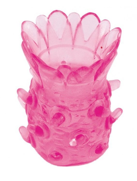 Розовая рельефная насадка на пенис - Toyfa Basic - в Бердске купить с доставкой