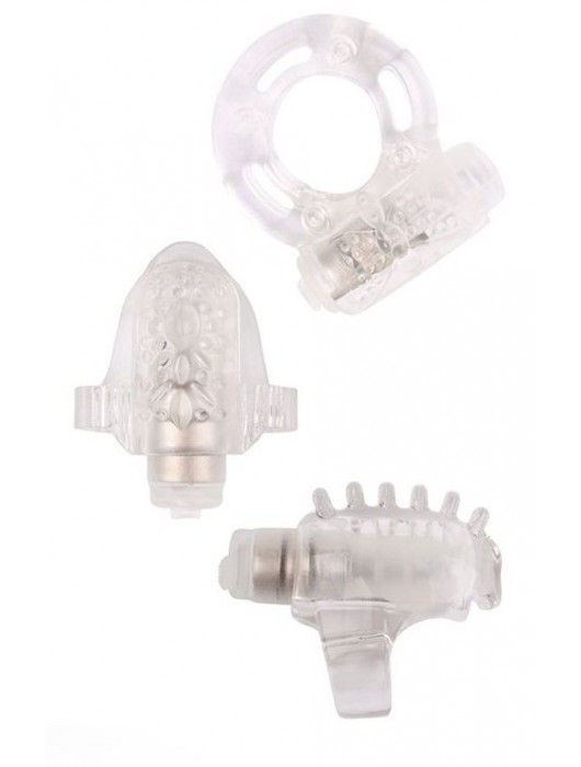 Набор из 3 прозрачных эрекционных колец с вибрацией Teasers Ring Kit - Chisa - в Бердске купить с доставкой