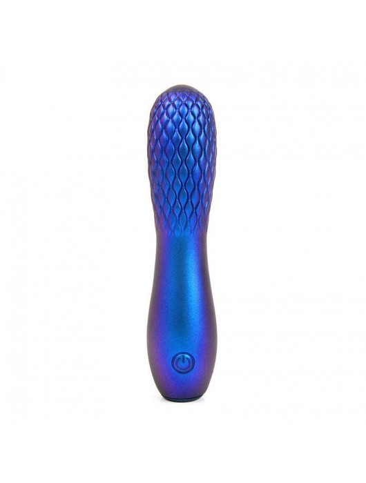 Синий вибромассажер с рельефной головкой - 14 см. - DAISY