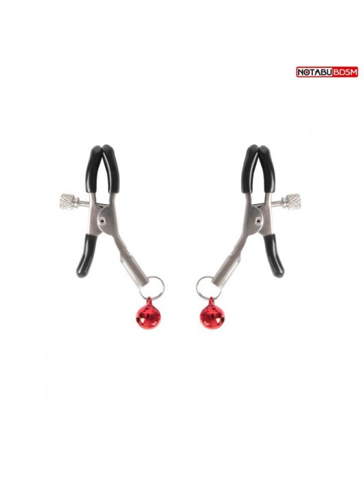 Серебристые зажимы на соски с шариками - Notabu - купить с доставкой в Бердске