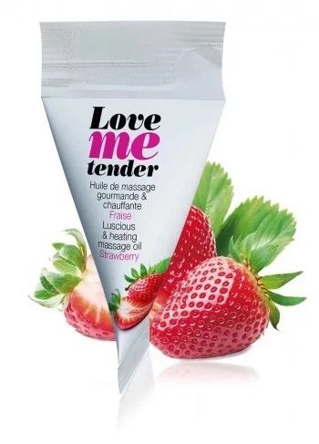 Съедобное согревающее массажное масло Love Me Tender Strawberry с ароматом клубники - 10 мл. - Love to Love - купить с доставкой в Бердске