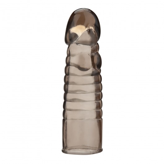 Дымчатая насадка-удлинитель Ribbed Realistic Penis Enhancing Sleeve Extension - 15,2 см. - BlueLine - в Бердске купить с доставкой