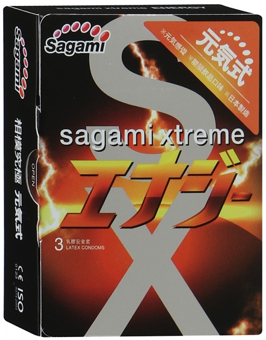 Презервативы Sagami Xtreme ENERGY с ароматом энергетика - 3 шт. - Sagami - купить с доставкой в Бердске