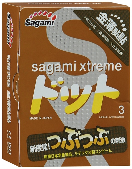 Презервативы Sagami Xtreme FEEL UP с точечной текстурой и линиями прилегания - 3 шт. - Sagami - купить с доставкой в Бердске