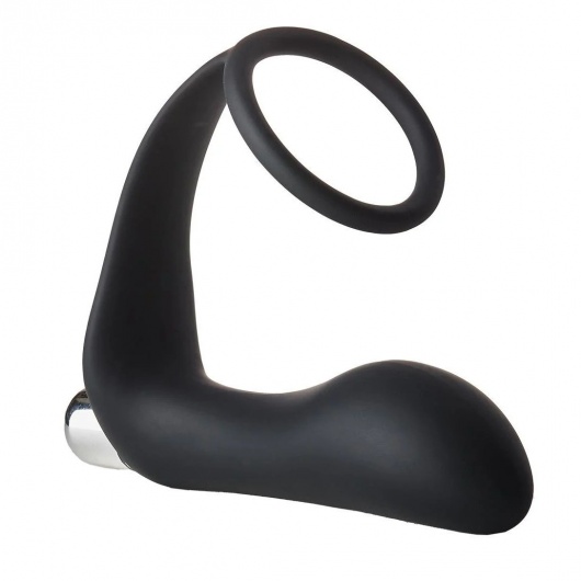 Черное эрекционное кольцо с вибропробкой Vibrating Anal Plug With Cockring - Dream Toys - в Бердске купить с доставкой