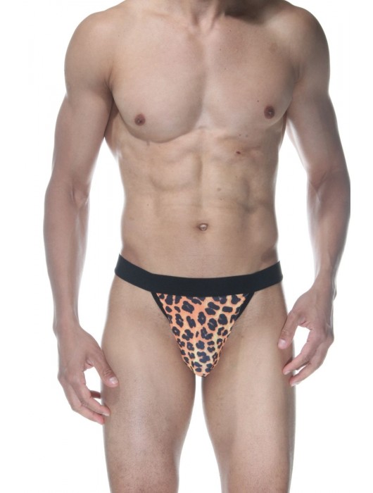 Мужские трусы-стринги с леопардовым принтом и широкой резинкой - Don Moris купить с доставкой