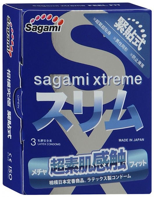 Розовые презервативы Sagami Xtreme FEEL FIT 3D - 3 шт. - Sagami - купить с доставкой в Бердске