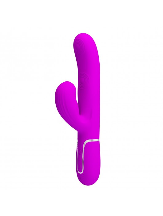 Лиловый вибратор-кролик с пульсацией Perdita - 22,8 см. - Baile