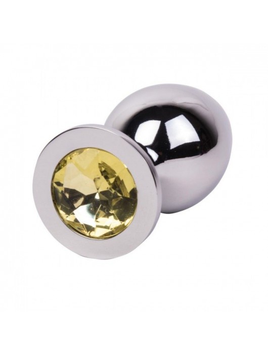 Большой стальной плаг с желтым кристаллом Sweet Lemon - 9,5 см. - Erotic Fantasy - купить с доставкой в Бердске